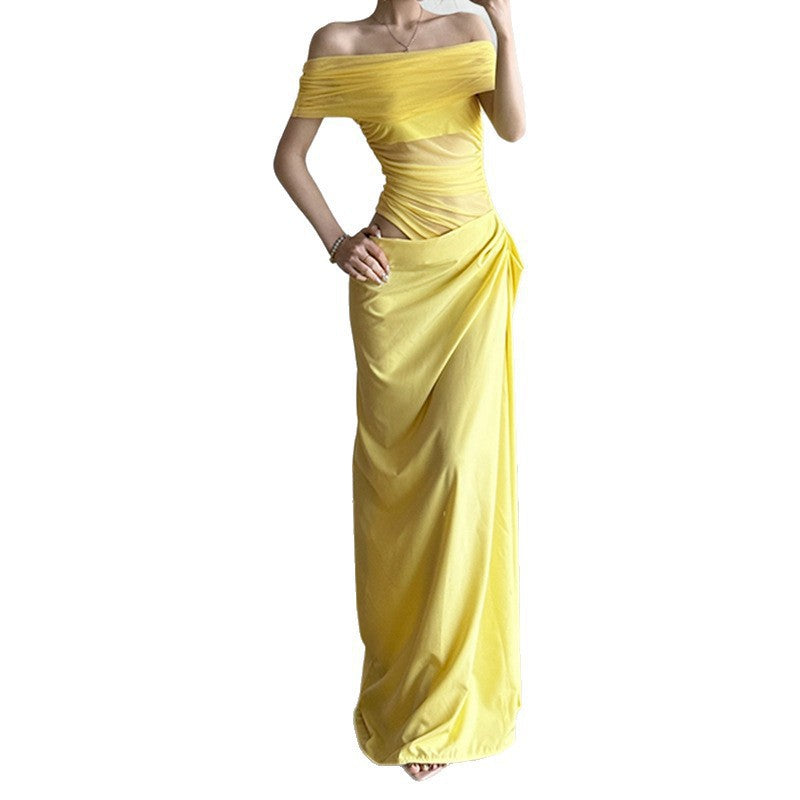 Elegant Slim-Fit Evening Dress with Sheer Inserts