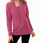 Women's Elegant V-Neck Sweater with Textured Design