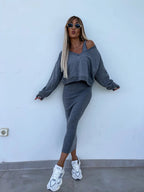 Fashionable Asymmetric Cotton Outfit Set