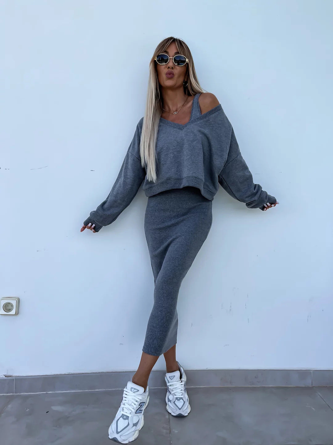 Fashionable Asymmetric Cotton Outfit Set