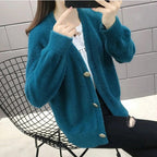 Women's Fluffy Cardigan with Elegant Button Details