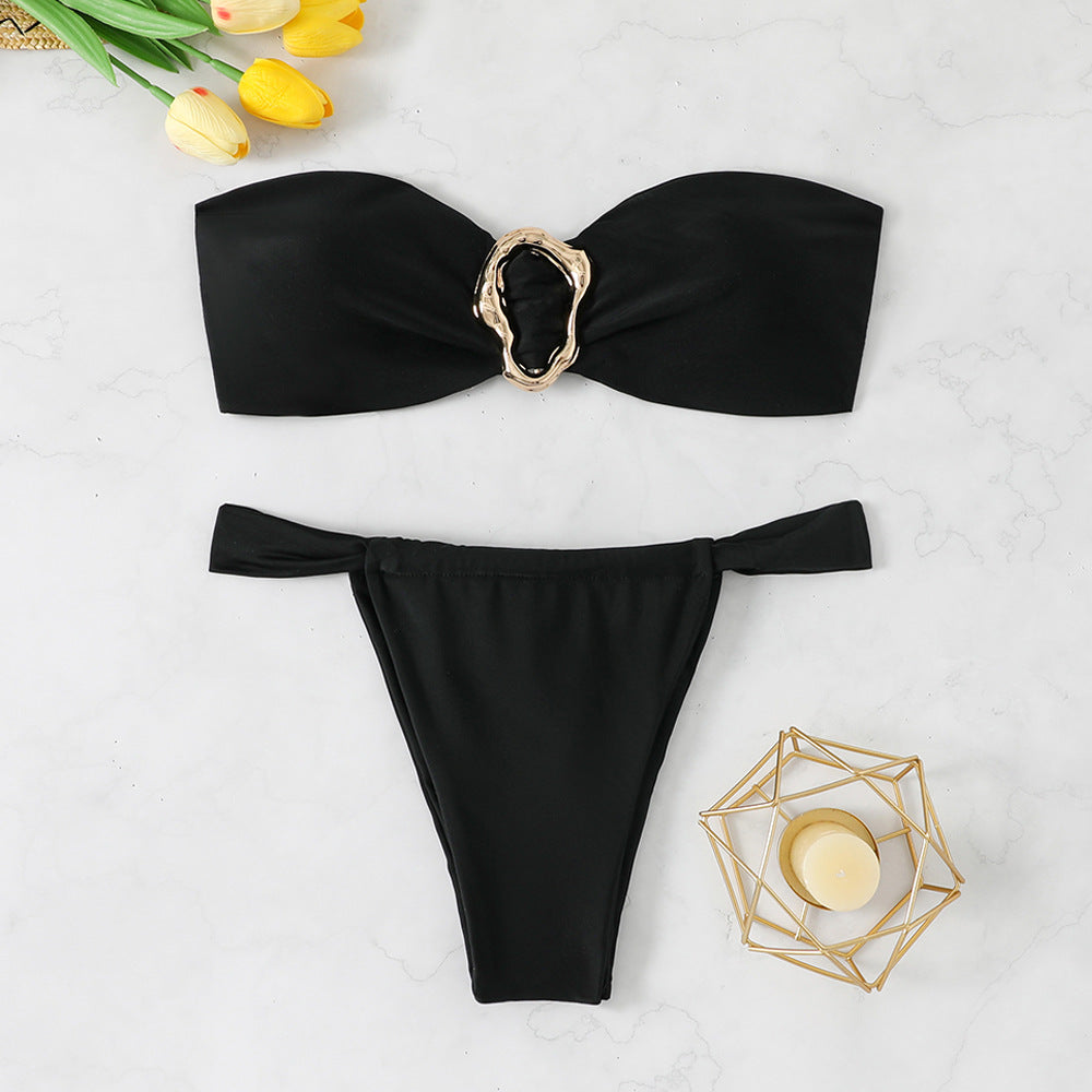 Women's Bandeau Bikini with Buckle Detail