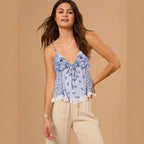 Women's Floral Blouse with Delicate Ruffles
