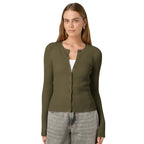 Women's Form-Fitting Knit Cardigan with Button Placket and Long Sleeves
