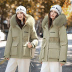 Elegant and Warm Winter Jacket with Detachable Faux Fur Collar