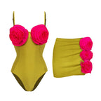 Women's Swimsuit Set with Playful Floral Decorations