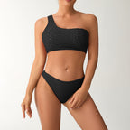 Women's Asymmetrical Bikini Set with Textured Surface