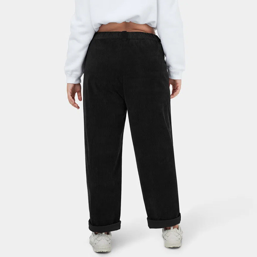 Women's Wide-Leg Corduroy Pants with Pleats