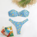 Women's Bandeau Bikini with Floral Design and Elegant Closure