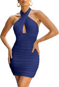 Women's Bodycon Dress with Wrap Design and Cutout Neckline
