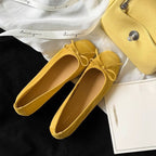 Women's Ballet Flats with Bow Detail and Glossy Finish