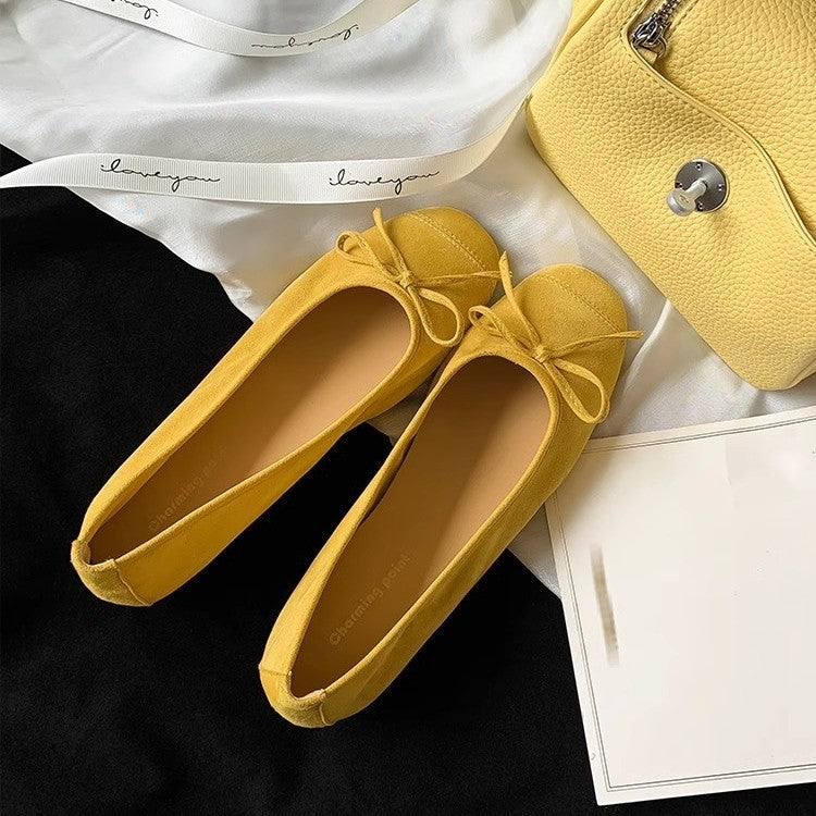 Women's Ballet Flats with Bow Detail and Glossy Finish