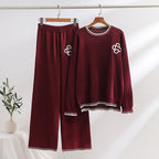 Casual Knit Loungewear Set with Contrast Details