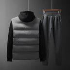 Men's Padded Hooded Vest and Jogging Pants Set