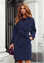 Women's Elegant Trench Coat with Waist Belt and Practical Pockets