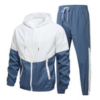 Men's Two-Piece Training Set with Hooded Windbreaker and Tapered Jogging Pants