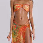 Women's Bandeau Bikini with Elegant Knot Design and Beautiful Wrap Skirt