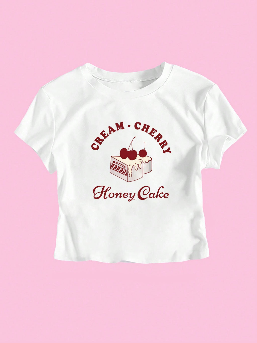 Women's Crop T-Shirt with Creative Dessert Motif