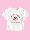 Women's Crop T-Shirt with Creative Dessert Motif
