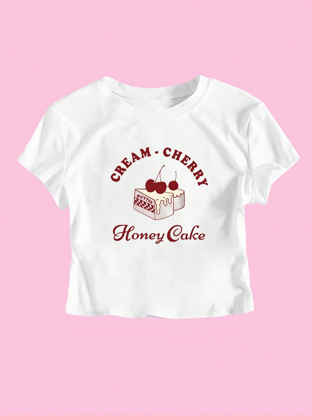 Women's Crop T-Shirt with Creative Dessert Motif