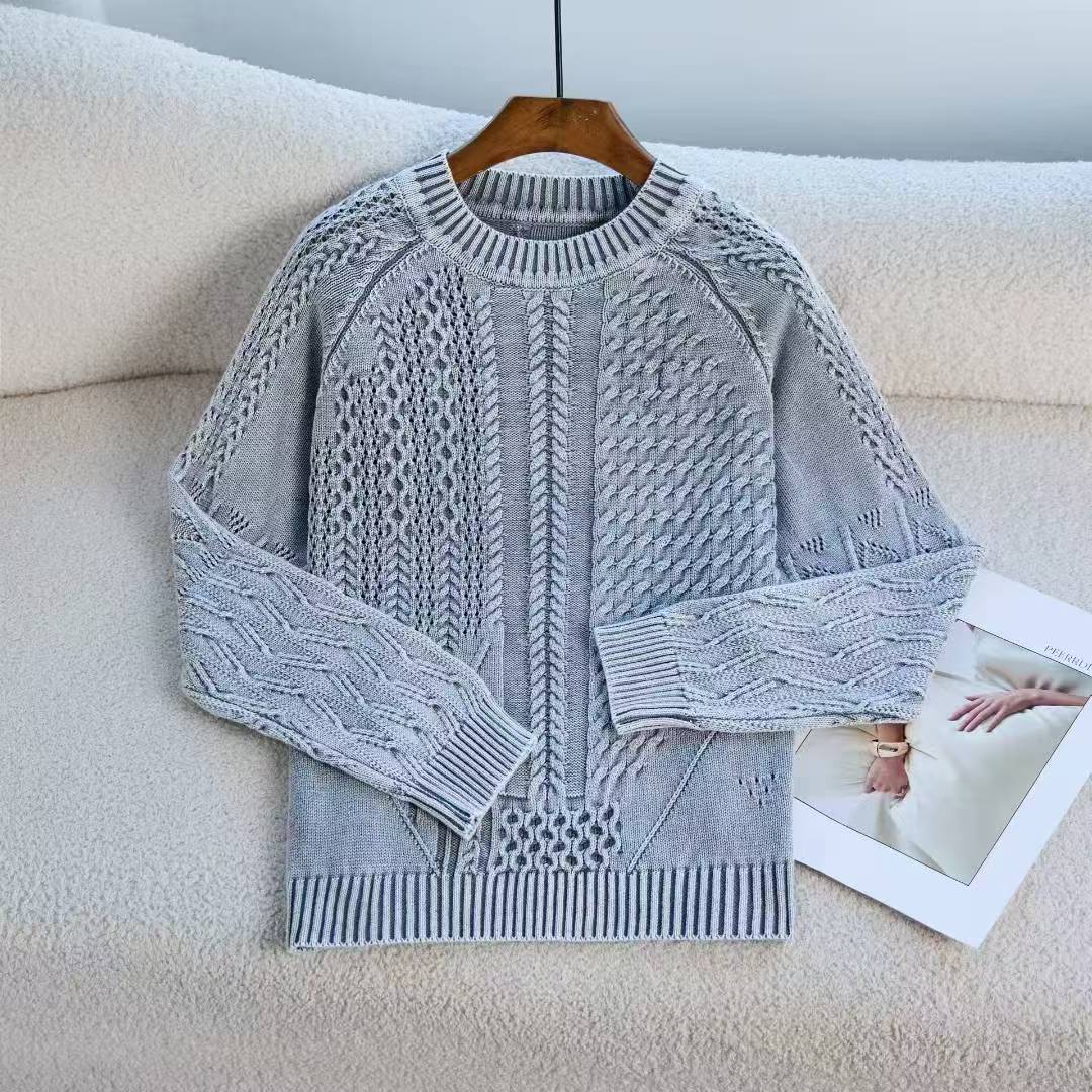 Elegant Chunky Knit Sweater with Artistic Design
