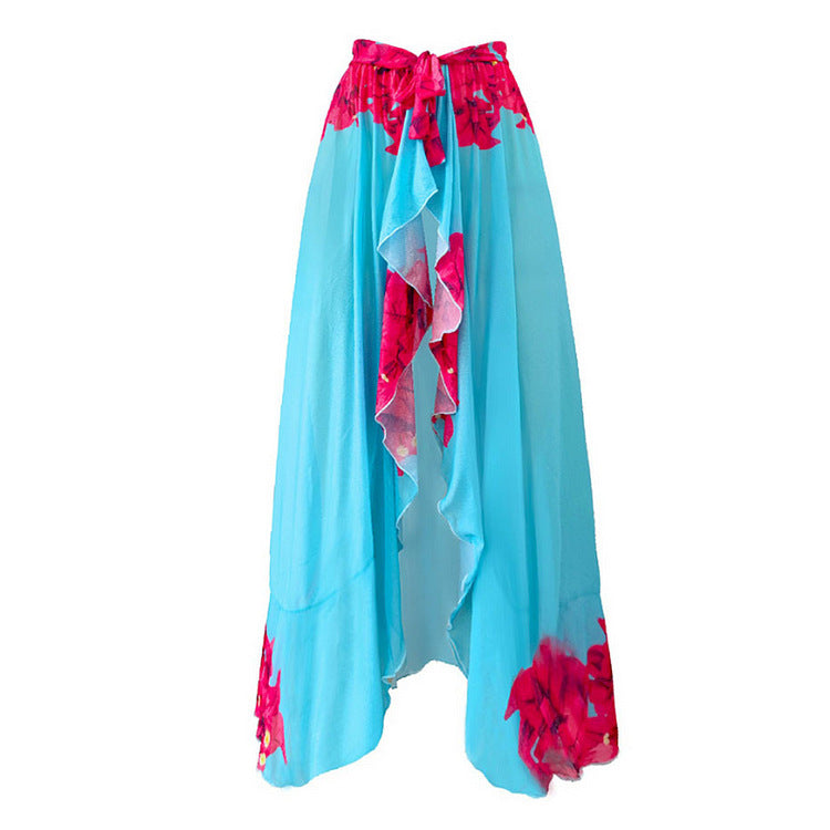 Women's Swimsuit with Voluminous Ruffle Detail and Matching Skirt