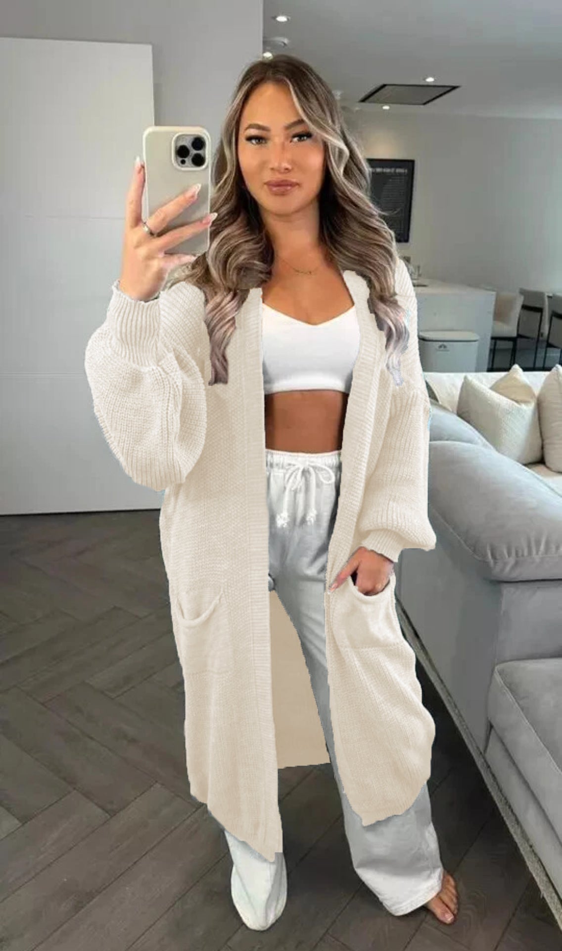Women's Casual Knit Coat with Deep Pockets