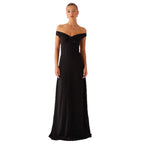Off-Shoulder Evening Dress with Polka Dot Pattern