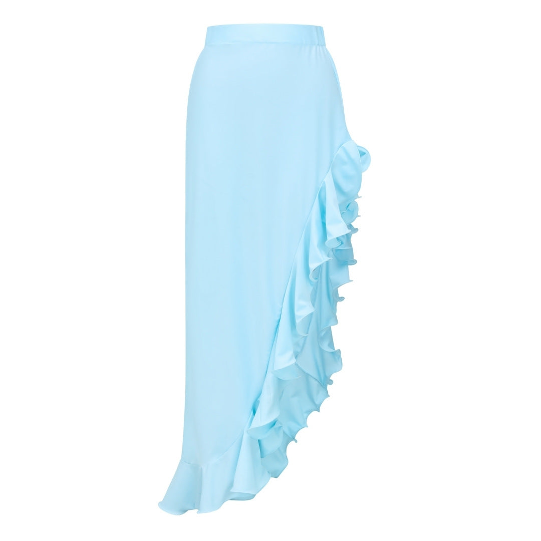 Women's Swimsuit with Voluminous Ruffles and Elegant Maxi Skirt