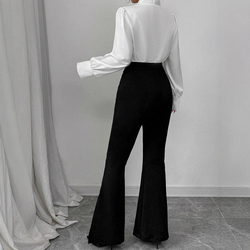 Women's High-Waisted Flared Trousers