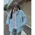 Women's Casual Quilted Jacket with High Collar and Side Pockets