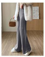 Women's Elegant Knit Pants with Decorative Button Details