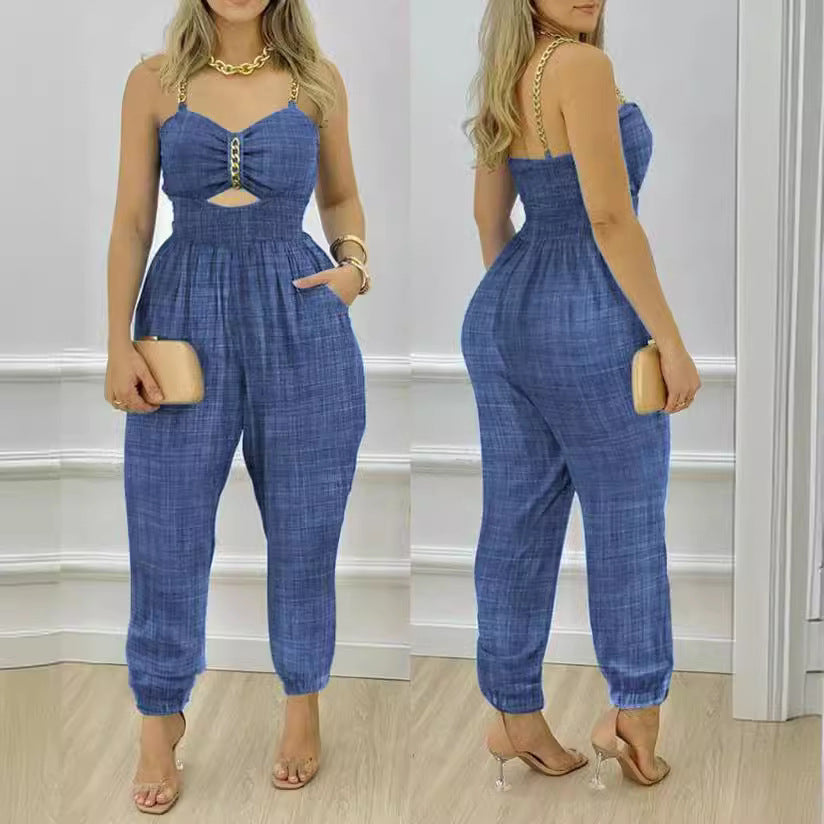 Women's Cut-Out Slim Leg Jumpsuit
