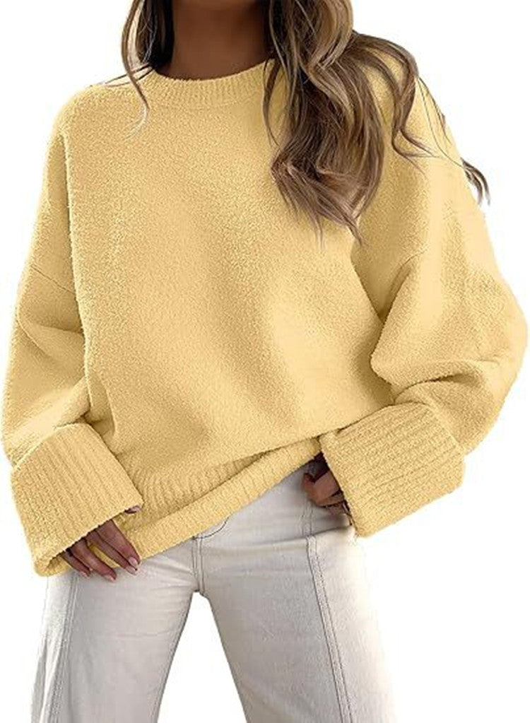Women's Fluffy Oversized Pullover with Wide Cuffs