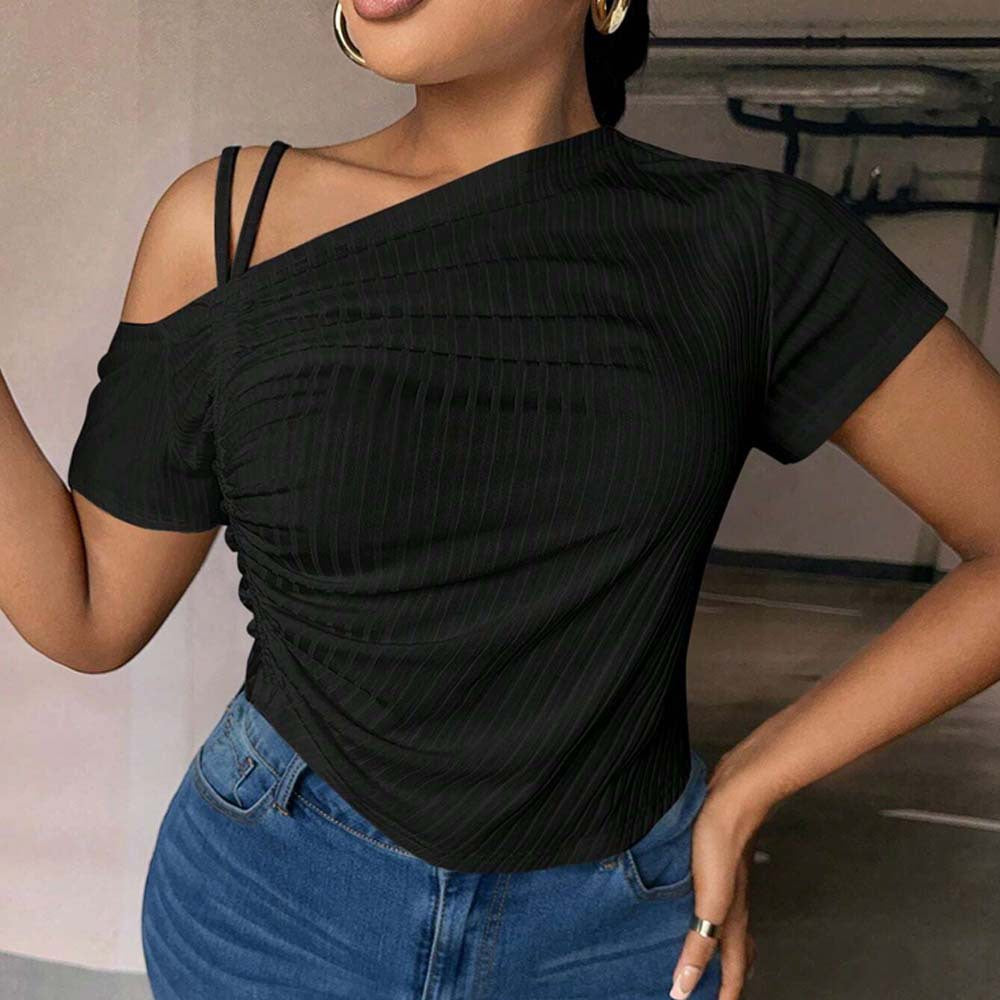 Women's Asymmetrical Ruffle Stretch Top