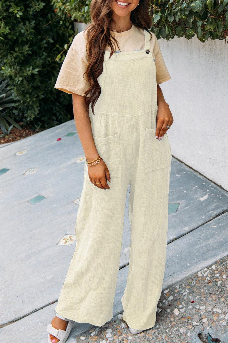 Women's Casual Overall with Pockets and Wide Leg