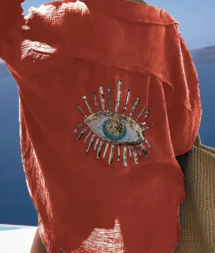 Women's Blouse with Unique Eye Embroidery