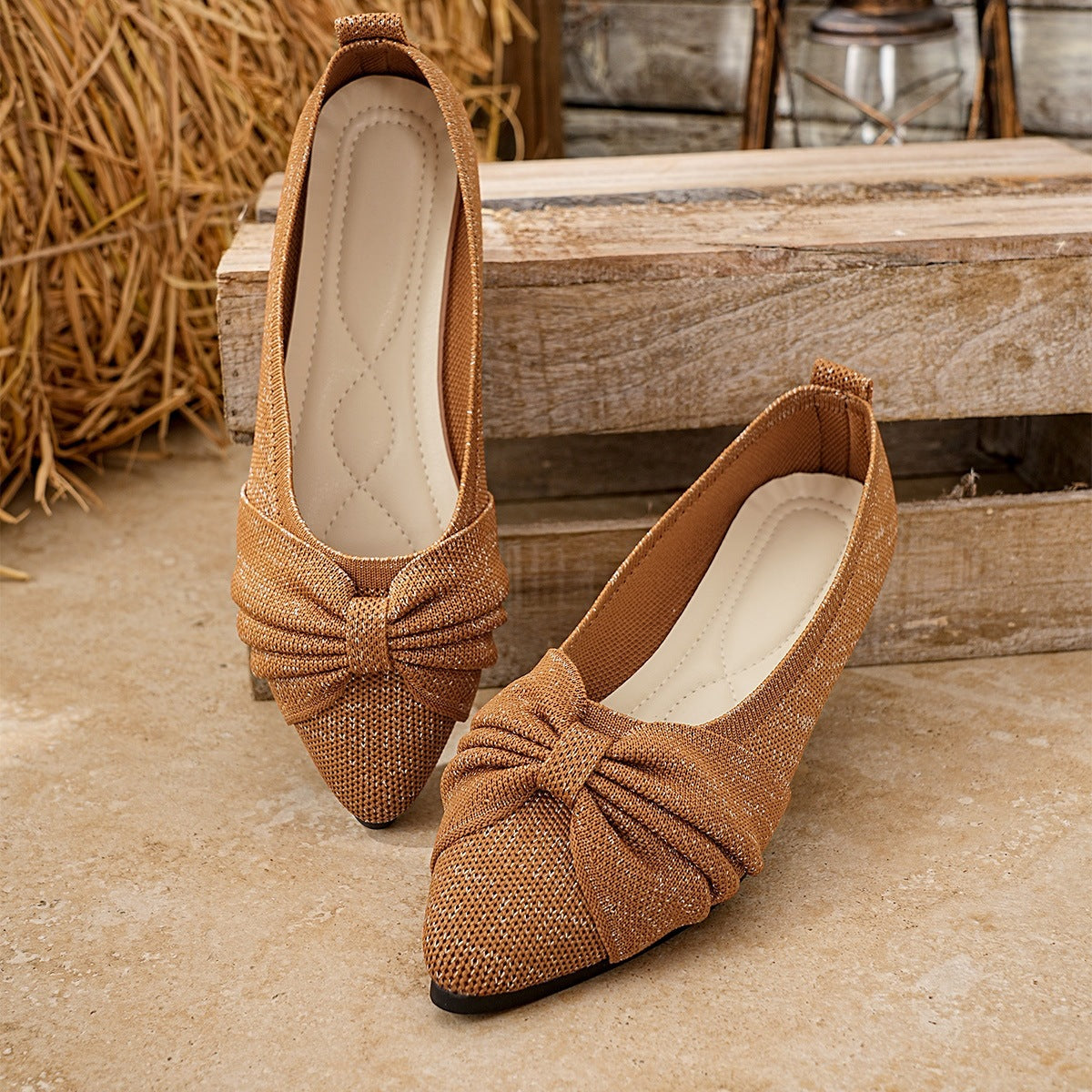 Women's Ballet Flats with Decorative Knot and Comfortable Lining