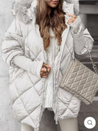 Women's Quilted Winter Parka with Detachable Hood