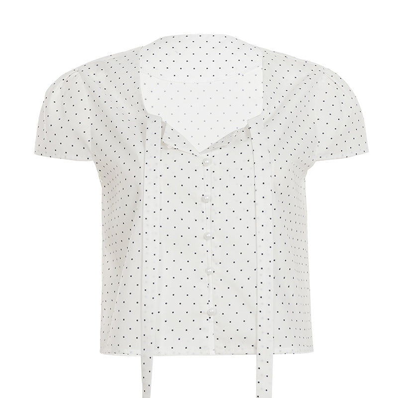 Women's Short-Sleeve Polka Dot Blouse
