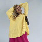 Casual Textured Knit Sweater with Drop Shoulders