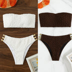 Women's Bandeau Bikini with Glossy Finish and Snap Details