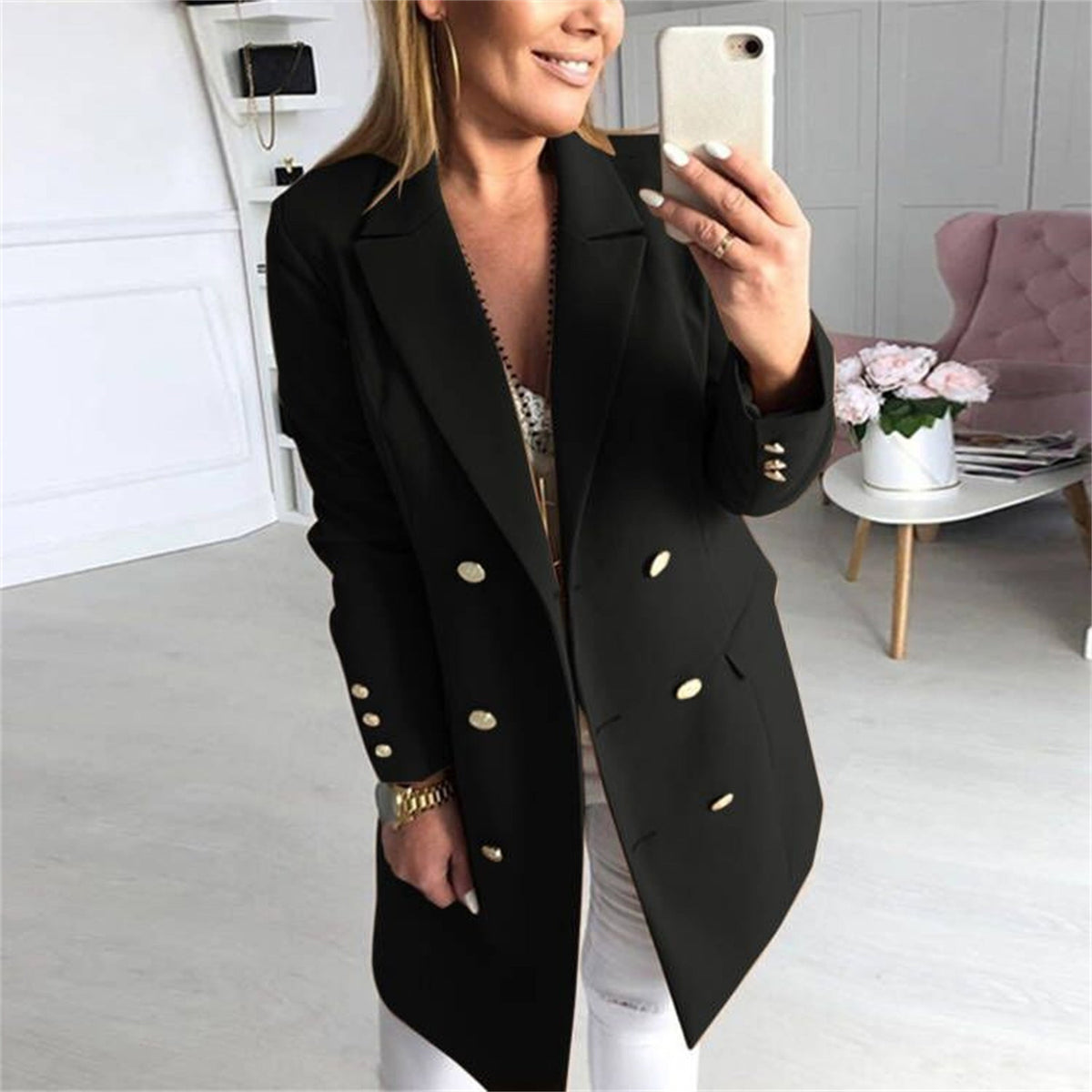 Women's Elegant Double-Breasted Blazer