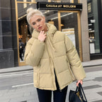 Women's Fashionable Puffer Jacket with Adjustable Hood and Thick Insulation