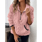 Women's Fluffy Teddy Sweater with Half-Zipper