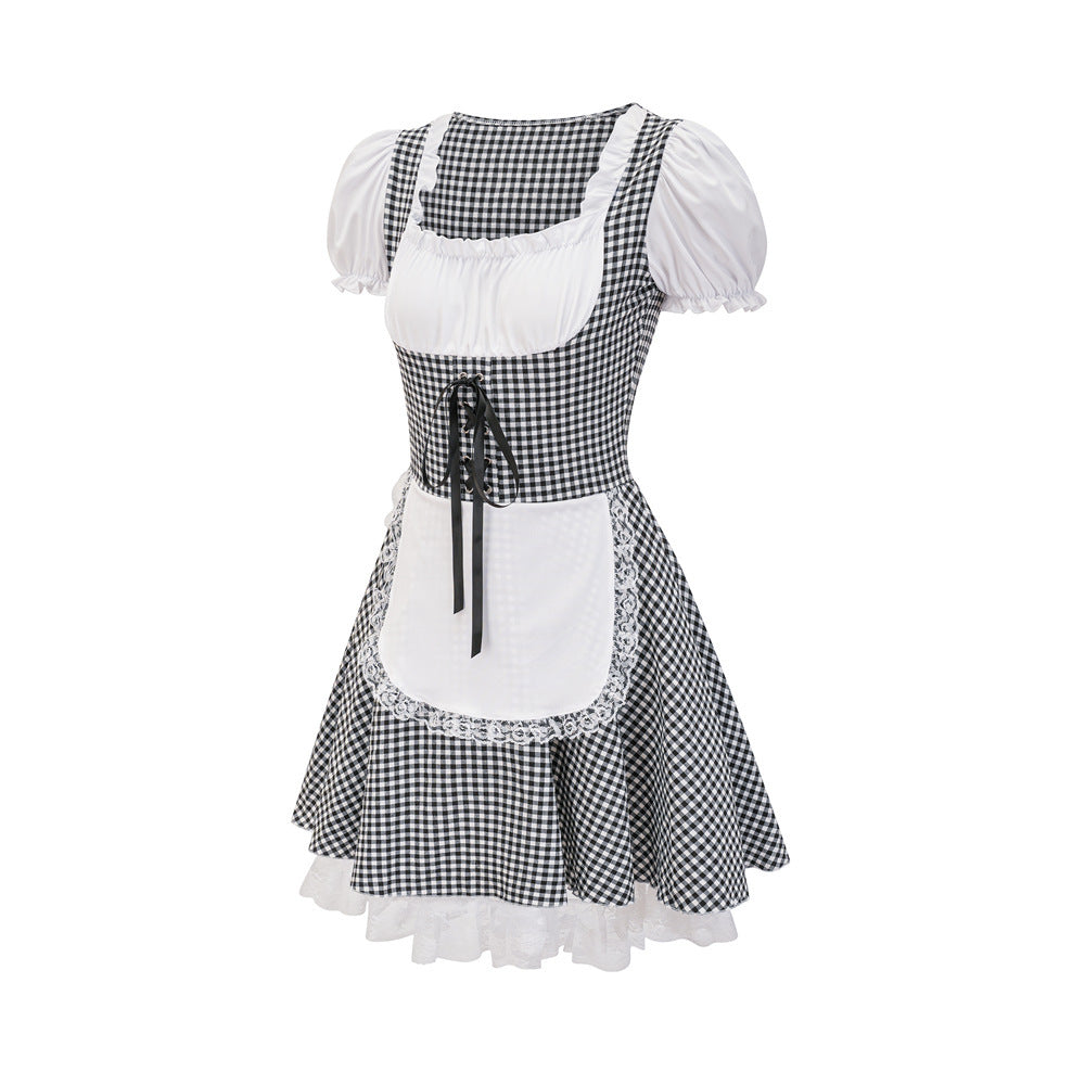 Women's Dirndl Dress with Traditional Plaid Pattern