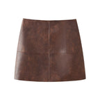 Women's Cropped Faux Leather Jacket with Stand-Up Collar