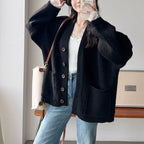 Women's Cozy Cardigan with Large Pockets and Button Detail