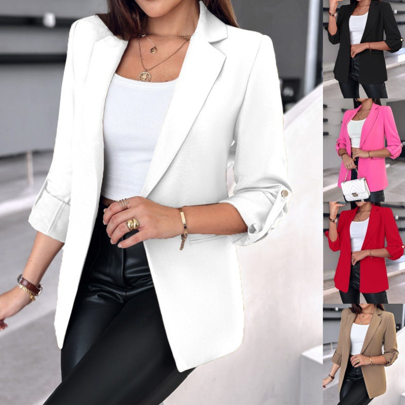 Women's Elegant and Modern Blazer with Roll-Up Sleeves