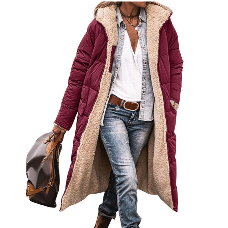 Women's Long Padded Winter Jacket with Fleece Lining